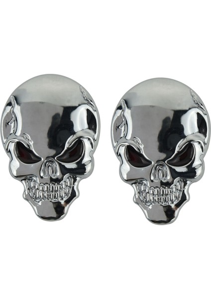 2x Moda Punk 3D Kafatası Iskeleti Rozeti Araba/motosiklet Metal Etiket Serin Çıkartma, (Yurt Dışından) modelleri