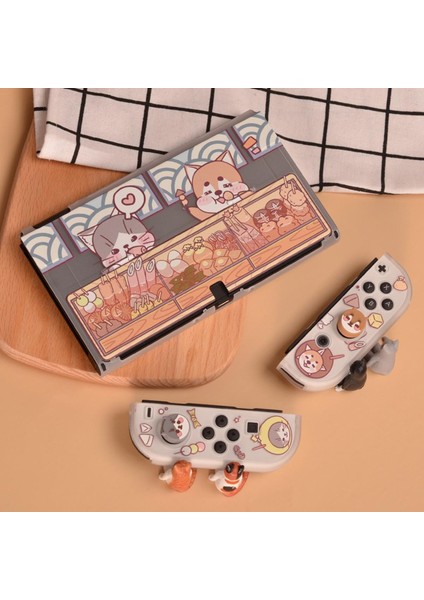 Kedi Köpek Pişirme Anahtarı OLED Kılıf Fırçalama Pc Sert Kapak Joycon Denetleyici Oyun Konut Nintendo Anahtarı OLED Aksesuarları (Yurt Dışından)