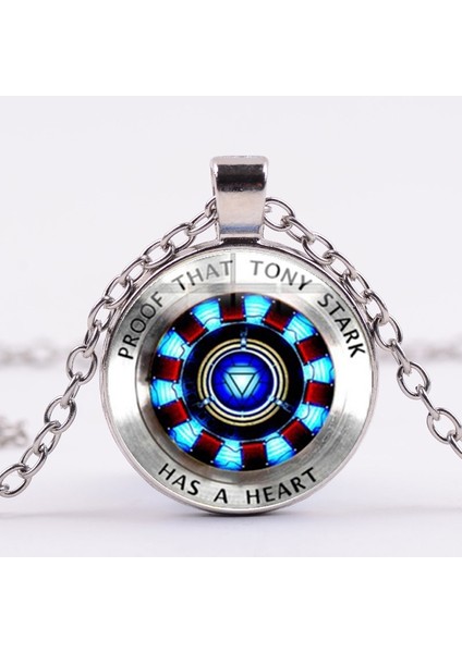 ✨ Hazır Stok ✨dc Marvel Avengers Süper Kahramanı Ironman Tony Stark Kalpli Cam Kubbe Zincir Kolye (Yurt Dışından)