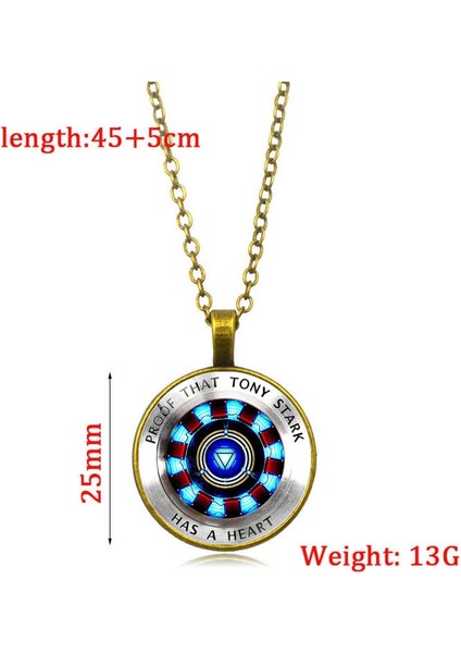 ✨ Hazır Stok ✨dc Marvel Avengers Süper Kahramanı Ironman Tony Stark Kalpli Cam Kubbe Zincir Kolye (Yurt Dışından)