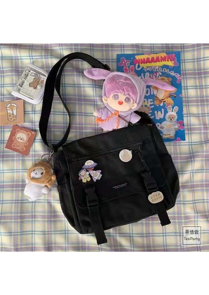 Harajuku Moda Erkek ve Kadın Nötr Koyu Siyah Fonksiyonel Çanta Kore Ins Büyük Kapasiteli Takım Askılı Çanta (Yurt Dışından) fiyatları