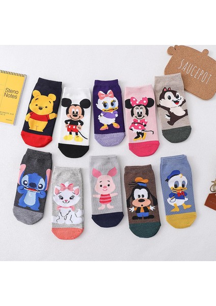 Güzel Yaşam Disney Karakteri Moda Kısa Çorap Çorap Kadın Erkek (Yurt Dışından)