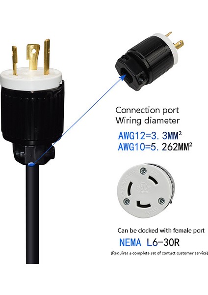 Amerikan Standardı Kablo Fişi Nema L6-30P 30A 250V Amerikan Standardı Yüksek Çıkarılabilir Konnektör (Abd Fişi) (Yurt Dışından)