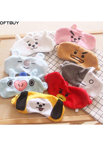 Kpop Bts BT21 Karikatür Göz Maskesi Seyahat Öğle Yemeği Molası Uyku Gölgeleme Nefes Alabilir (Yurt Dışından)