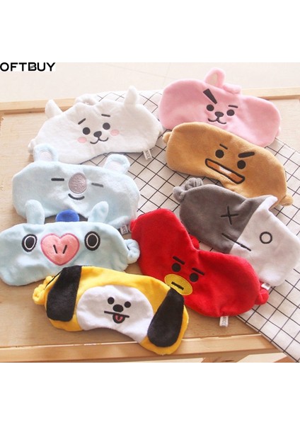 Kpop Bts BT21 Karikatür Göz Maskesi Seyahat Öğle Yemeği Molası Uyku Gölgeleme Nefes Alabilir (Yurt Dışından) indirimleri