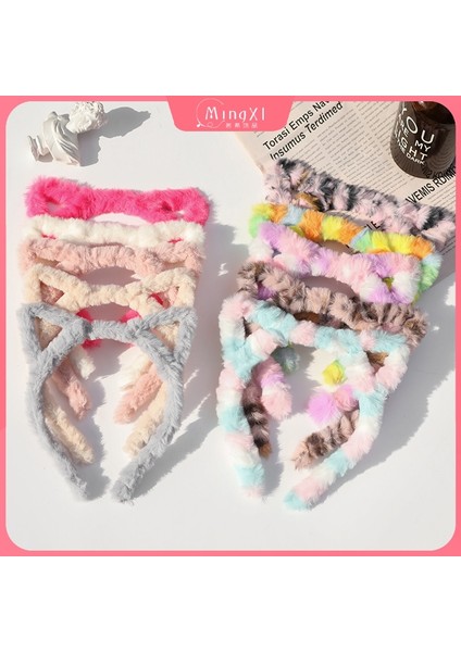 Ins Peluş Hairband Kore Versiyonu Moda Renkli Saç Bandı Bayanlar Basit Tavşan Kulakları Kafa Bandı (Yurt Dışından) fiyatları