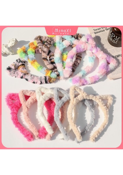 Ins Peluş Hairband Kore Versiyonu Moda Renkli Saç Bandı Bayanlar Basit Tavşan Kulakları Kafa Bandı (Yurt Dışından) modelleri
