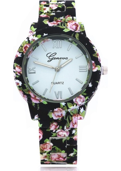 Miwell Baskılı Çiçek Bayan Saatler Alaşım Moda Rahat Kadın S Izle Plastik Cenevre Reçel Tangan Wanita WH0548-62 (Yurt Dışından)