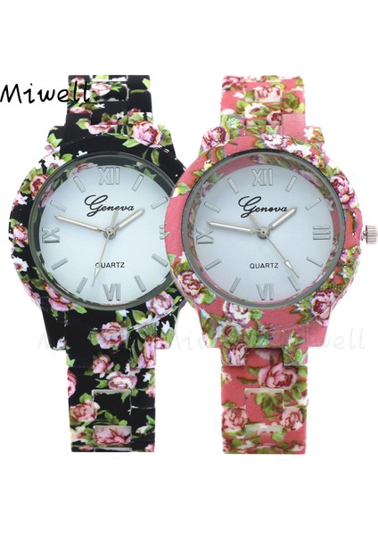 Miwell Baskılı Çiçek Bayan Saatler Alaşım Moda Rahat Kadın S Izle Plastik Cenevre Reçel Tangan Wanita WH0548-62 (Yurt Dışından) modelleri