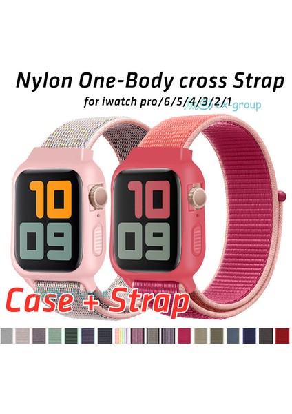 【kılıf + Askı Yeni Tek Gövde Çapraz Naylon Iwatch Spor Kayışı + Apple Watch Serisi Için Muhafaza Iwatch Pro Iwatch 6 5 4 3 2 1 (Yurt Dışından)