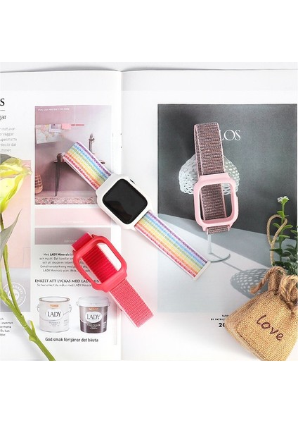 【kılıf + Askı Yeni Tek Gövde Çapraz Naylon Iwatch Spor Kayışı + Apple Watch Serisi Için Muhafaza Iwatch Pro Iwatch 6 5 4 3 2 1 (Yurt Dışından)