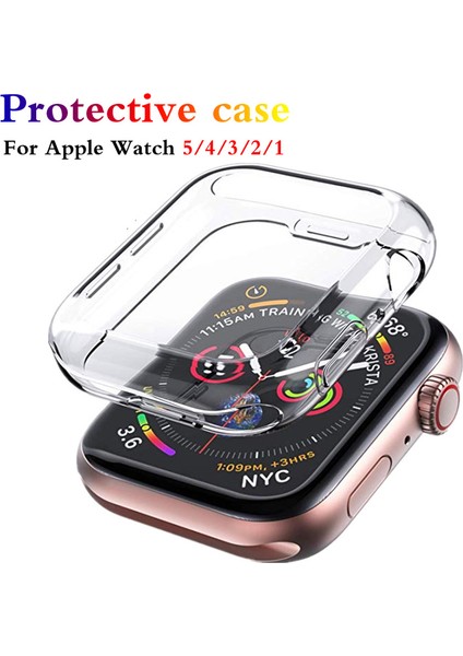 Tam Koruma Şeffaf Kılıf Apple Watch Serisi 7 6 Se 5 4 3 2 1 Iwatch Için Muhafaza 41MM 45MM 42MM 44MM 40MM 38MM Kapak (Yurt Dışından) fırsatları