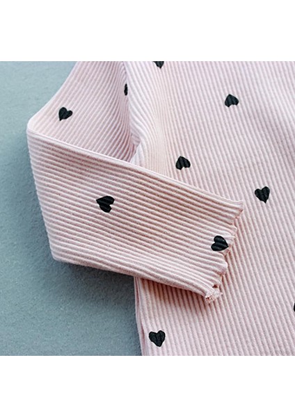 Çocuk Kız Kalp Şekli Karikatür Baskı Giyim Dip Uzun Kollu Düz Renk Tişört Tops (Yurt Dışından) fırsatları