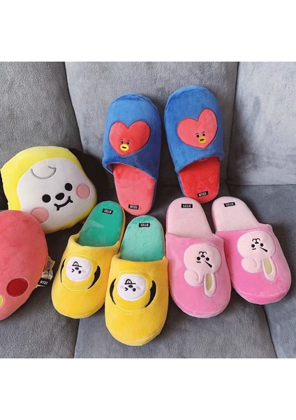 36-42 Boyutları Için Uygundur Kpop Bts Bangtan BT21 Terlik Yumuşak Peluş Ev Iç Zemin Sürükle Peluş Terlik (Yurt Dışından) modelleri