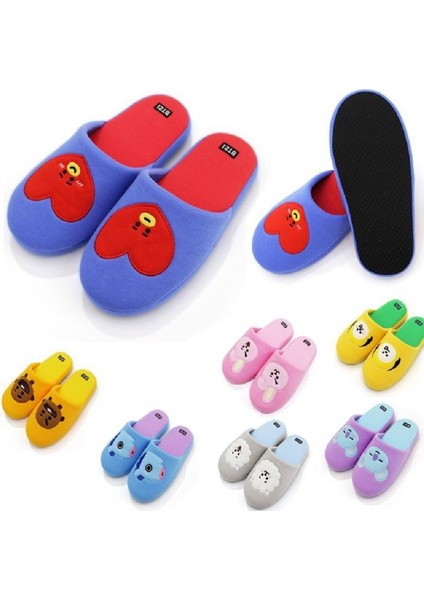 36-42 Boyutları Için Uygundur Kpop Bts Bangtan BT21 Terlik Yumuşak Peluş Ev Iç Zemin Sürükle Peluş Terlik (Yurt Dışından) fırsatları