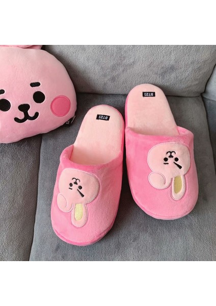 36-42 Boyutları Için Uygundur Kpop Bts Bangtan BT21 Terlik Yumuşak Peluş Ev Iç Zemin Sürükle Peluş Terlik (Yurt Dışından) indirimleri
