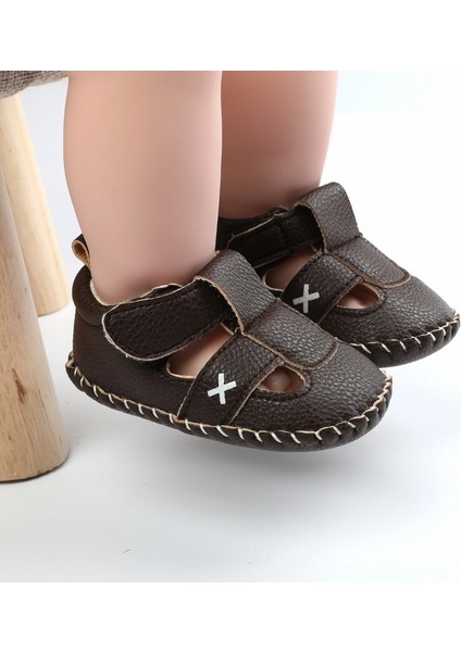 3-12 Aylık Erkek Bebek Yaz Sandalet Velcro Su Geçirmez Pu Ayakkabı (Yurt Dışından)