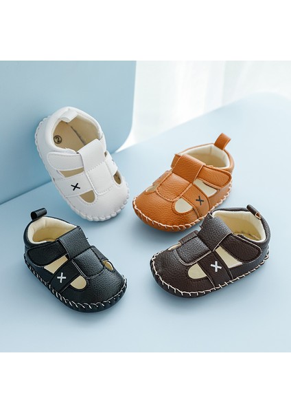 3-12 Aylık Erkek Bebek Yaz Sandalet Velcro Su Geçirmez Pu Ayakkabı (Yurt Dışından)