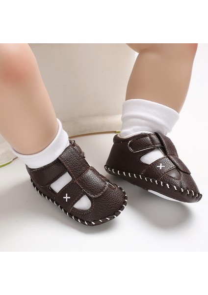 3-12 Aylık Erkek Bebek Yaz Sandalet Velcro Su Geçirmez Pu Ayakkabı (Yurt Dışından)