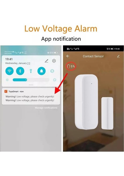 Tuya Kapı Pencere Açma Kapama Sensörü Alarmı Akıllı Ev Güvenlik Kapısı Manyetik Alarm Wifi Pencere Açma Alarmı Sensörü App Ale-Xa Google Assistant ile Uyumlu Uzaktan Kumanda (Yurt Dışından)