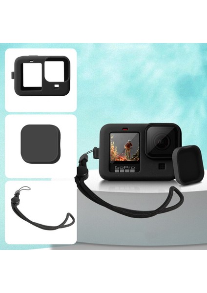 Gopro Kahraman Için 10/9 Siyah Aksesuar Kılıfı Koruyucu Yumuşak Konut Kauçuk + Lens Kapağı Silikon Kabuk Koruyucu Go Pro Hero9 (Yurt Dışından)