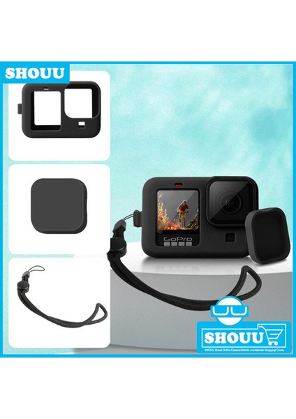 Gopro Kahraman Için 10/9 Siyah Aksesuar Kılıfı Koruyucu Yumuşak Konut Kauçuk + Lens Kapağı Silikon Kabuk Koruyucu Go Pro Hero9 (Yurt Dışından) fiyatları