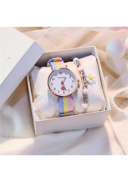 Reçel Tangan Wanita Cantik Kore Basit Kadın Saatler Su Geçirmez Moda Renkli Kumaş Kayış Aydınlık Kızlar Kol Saati Ins Üniversite Öğrencisi Izle (Yurt Dışından)