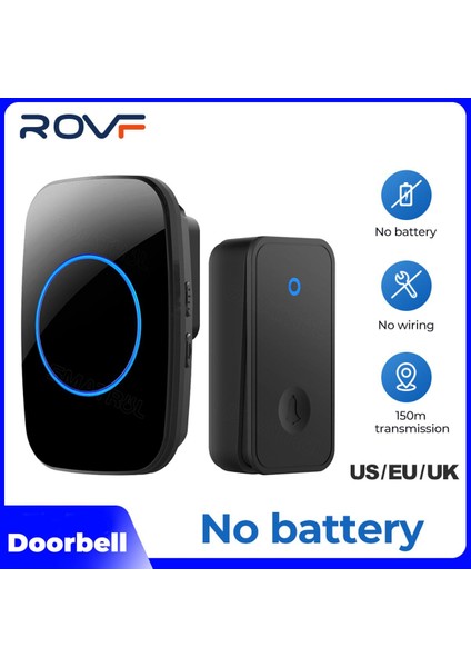 Rovf Kablosuz Kapı Zili Kendinden Beslemeli Su Geçirmez Pilsiz Elektrikli Ab Ingiltere Abd Tak Akıllı Ev (Yurt Dışından) fiyatları