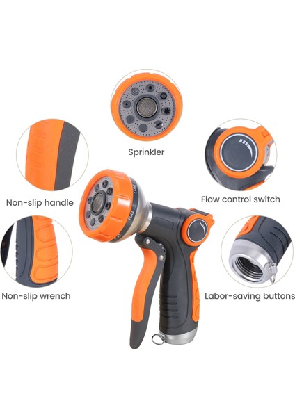 Bahçe Hortum Nozulları Kiti 8 Ayarlanabilir Desenler Hortum Püskürtme Memesi Sulama Aksesuarları Bahçe Sulama Çim Yıkama Için (Yurt Dışından) fırsatları