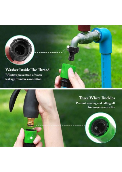 Su Hortumu Bağlantı Parçaları Konektör-2 x Dişi Hortum Ucu Konektörü 2 x Erkek Hortum Ucu Adaptörü 4 x Erkek Musluk Adaptörü 2 x Dişi Musluk Konektörü-Yeşil (Yurt Dışından) fiyatları
