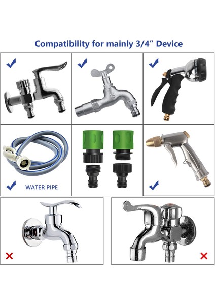 Su Hortumu Bağlantı Parçaları Konektör-2 x Dişi Hortum Ucu Konektörü 2 x Erkek Hortum Ucu Adaptörü 4 x Erkek Musluk Adaptörü 2 x Dişi Musluk Konektörü-Yeşil (Yurt Dışından) modelleri