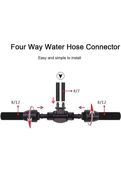 Betty Becky 50 Adet Dört Yönlü Su Hortumu Bağlantısı Bahçe Sulama Bağlantısı 8/12 Hortum Su Bağlantısı Çok Yönlü Ambalaj (Yurt Dışından)