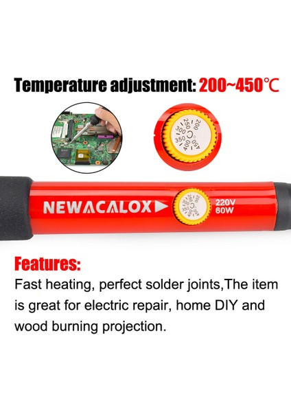 Newacalox 110V/220V 60W Ayarlanabilir Sıcaklık Havya Kaynak Aracı 5 Adet Havya Ipuçları Havya Standı Aracı (Yurt Dışından)