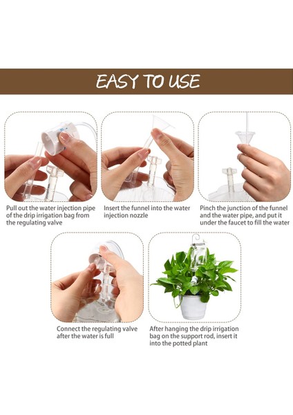 Metal Destek Çubuğu Sulama Cihazları ile 4 Adet 350ML Bitki Sulama Damlama Torbası Sistemi (Yurt Dışından) modelleri