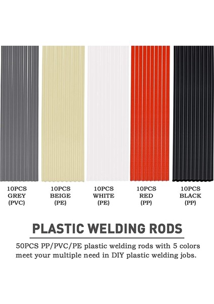 BRADOO-50PCS Plastik Kaynak Teli - Sıcak Hava Araçları Için Pp/pvc/pe Plastik Kaynakçı Teli 10 Inç (Her Renk 10 Adet) (Yurt Dışından) fırsatları
