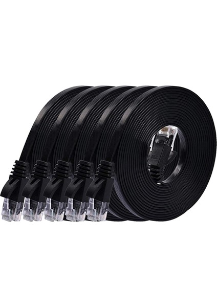 Bradoo-6 Rulo 3 Metre 98FT Kablo Cat6 Koaksiyel Utp Seri Kablo RJ45 Jumper Lan Kablosu Siyah (Yurt Dışından)