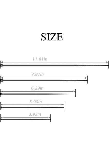 500 Adet Kablo Bağları Siyah Ağır Hizmet Fermuarlı Bağlar 2,5 x 100 Mm, 2,5 x 150 Mm, 2,5 x 160 Mm, 2,5 x 200 Mm, 2,5 x 300 mm (Yurt Dışından) modelleri