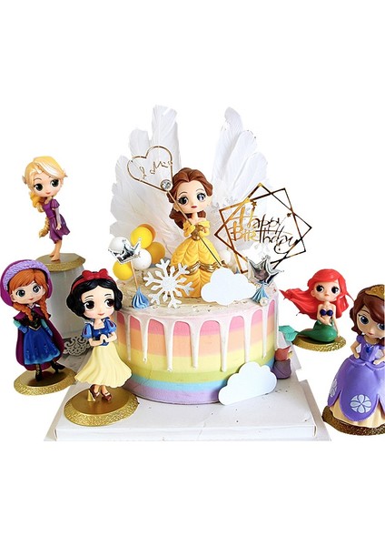 12 Tasarım Disney Çocuk Oyuncakları Prenses Sevimli Bebek Karikatür Anime Figürleri Kek Topper (Yurt Dışından) fırsatları