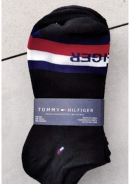 Tommy Hılfıger Işlemeli Logo %100 Pamuk Erkek Çorapları Bir Kutuda 3 Çift (Yurt Dışından)