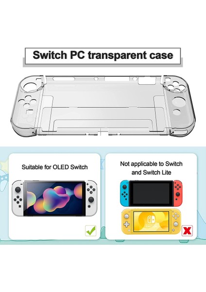 Nintendo Switch OLED Model 2021 Için Kılıf, Ultra Ince Şeffaf Sert Pc Kapağı Ns OLED Konsol ve Cam Ekran Koruyuculu Joycon Için Çok Yönlü Koruyucu Kabuk (Yurt Dışından) fırsatları