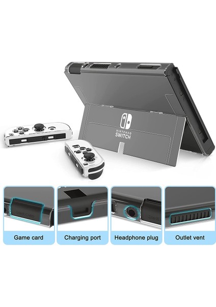 Nintendo Switch OLED Model 2021 Için Kılıf, Ultra Ince Şeffaf Sert Pc Kapağı Ns OLED Konsol ve Cam Ekran Koruyuculu Joycon Için Çok Yönlü Koruyucu Kabuk (Yurt Dışından) indirimleri
