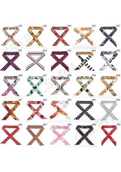 Codready Stok #12--#63 Twilly Eşarp 90CM*4CM Uzun Dekorasyon Çanta Charm Çanta Ipek Eşarp Kadın Moda Aksesuarları (Yurt Dışından) fiyatları