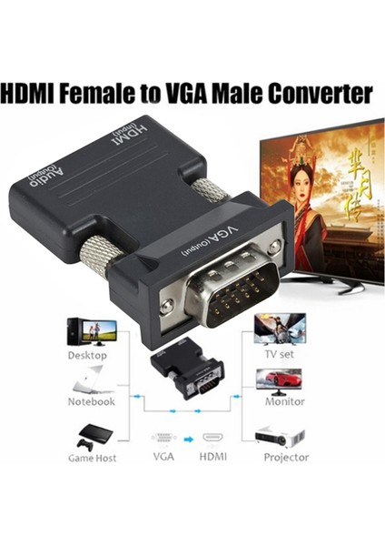 HDMI Dişi - VGA Erkek Dönüştürücü / Ses Adaptörü Desteği 1080P Sinyal Çıkışı (Yurt Dışından)