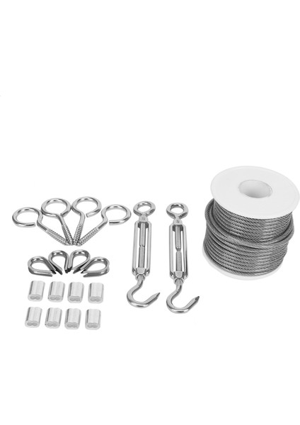 Bahçe Tel Halat/açık Dize Işık Süspansiyon Kiti, 15 M 3mm Paslanmaz Çelik Kablo Halat Klipsli Gergi Gerdirme (Yurt Dışından) fiyatları