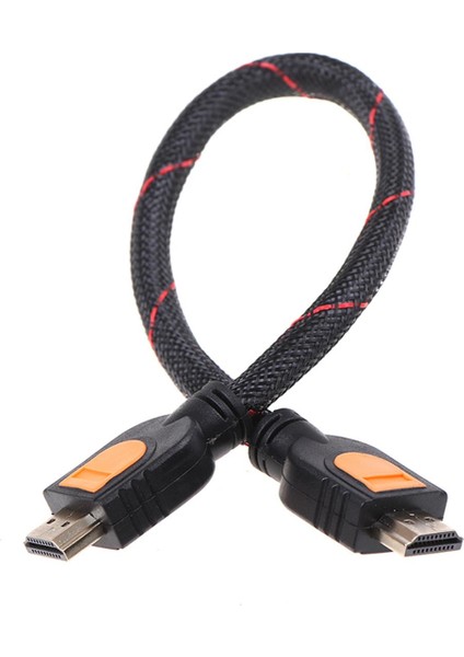 Hd Tv 3D 1080P Için 1 Ayak Kısa HDMI Kablosu Bir Ayak HDMI 1.4 Örgülü Altın (Yurt Dışından)