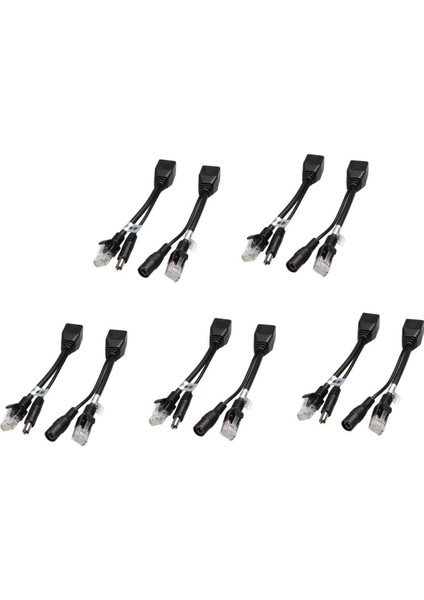 10 Adet (5 Çift) Poe Splitter Poe Anahtarı Poe Kablo Adaptörü Bant Ekranlı 5V 12V 24V 48V Besleme Kablosu 5.5x2.1mm (Yurt Dışından)
