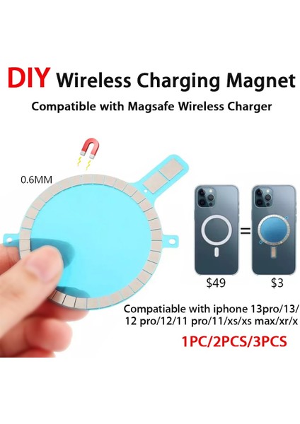 Dıy Kablosuz Şarj Mıknatısı Apple Iphone 13 12 Pro Max 11 Xs x Xr 8 Magsafe Kılıfı Manyetik Halka Etiket ile Uyumlu (Yurt Dışından)