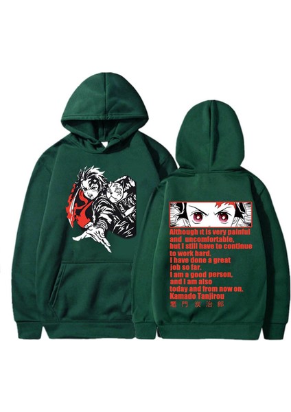 Demon Slayer Anime Kapşonlu Kazaklar Uzun Kollu Günlük Moda Kumaş Tops (Yurt Dışından)