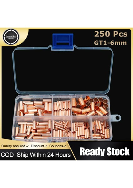 [ayak Kanepe] 250 Adet 970 Adet Konnektörler Terminal Kiti Aksesuarları Kablo Sıkma Yüksük Gt1-6mm Bakır Bağlantı Borusu Tel Bağlantı Awg 10-26 (Yurt Dışından)
