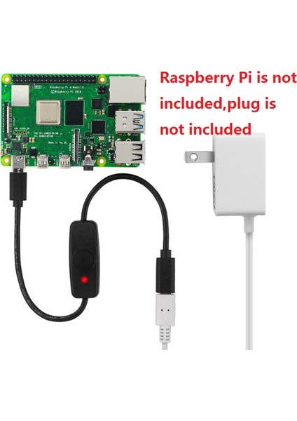 Raspberry Pi 4b Için Gösterge Işığı Erkek - Dişi Usb-C Uzatma Kablosu Anahtarı ile USB Tip C'yi Değiştirin (Yurt Dışından)